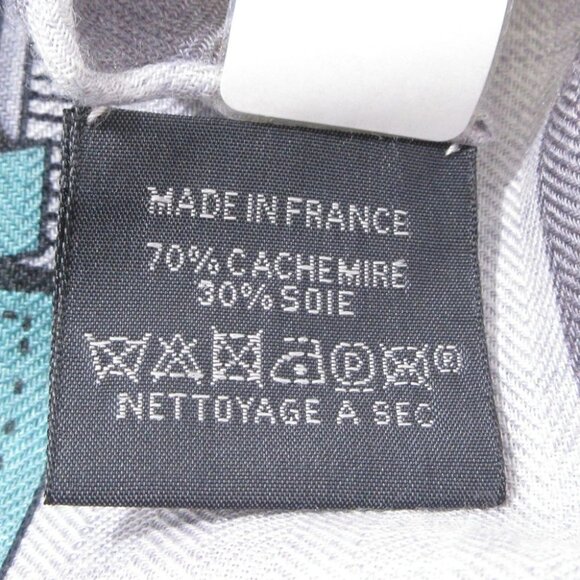 Auth HERMES Carre 140 - Gray Orange Multi Cashmere Silk Scarf - Picture 3 of 6